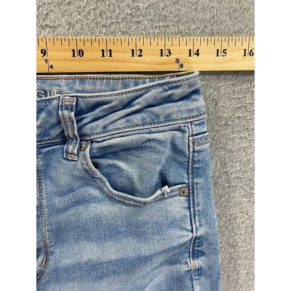 American Eagle Jeans Womens 10 Blue Super High Rise Flare Stretch Boho Retro - Picture 2 of 10